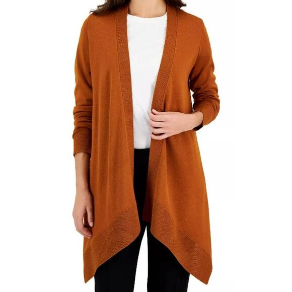 JM Collection Open Drape Front Cardigan Sweater Size XL/Extra Large in Black NWT - Picture 3 of 7